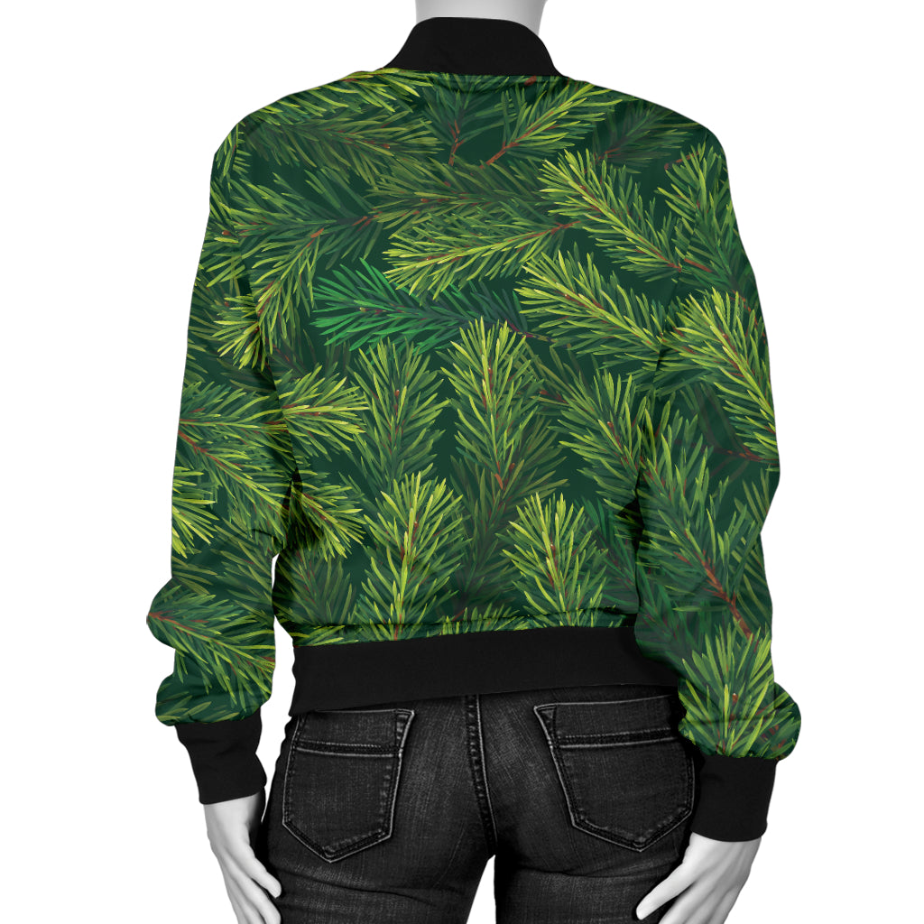 Christmas Tree Pattern Print Design 02 Women's Bomber Jacket