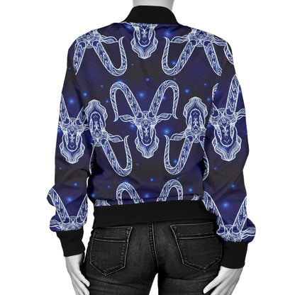 Capricorn Zodiac Pattern Print Design 03 Women's Bomber Jacket