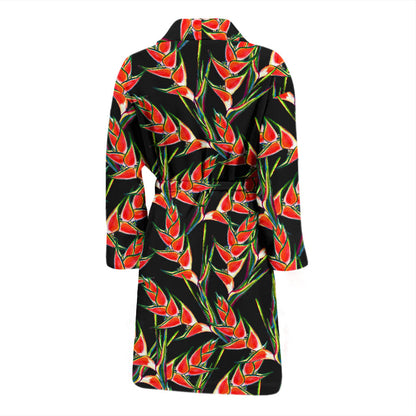 Heliconia Pattern Print Design HL010 Men Bathrobe