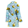 Bee Pattern Print Design BEE03 Women Bathrobe