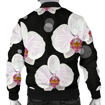 Orchid White Pattern Print Design OR09 Men Bomber Jacket