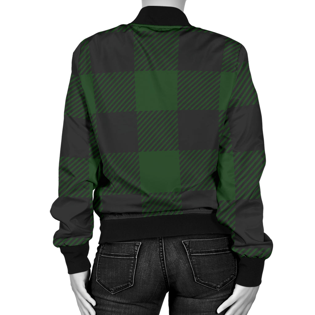 Buffalo check Green Pattern Print Design 02 Women's Bomber Jacket