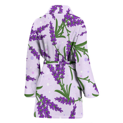 Lavender Pattern Print Design LV02 Women Bathrobe