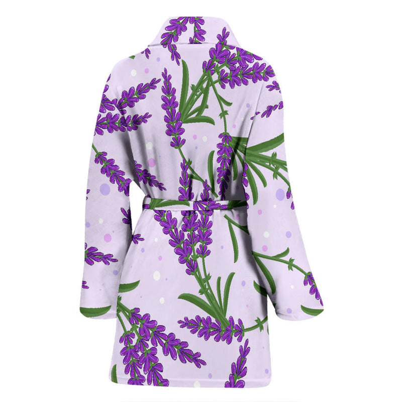 Lavender Pattern Print Design LV02 Women Bathrobe