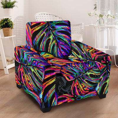 Neon Color Tropical Palm Leaves Armchair Slipcover