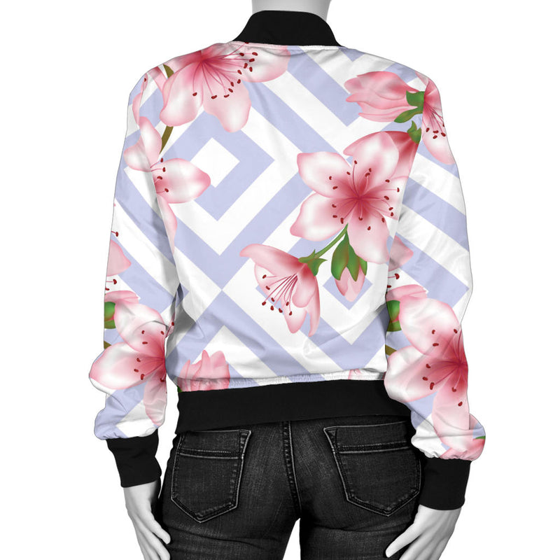 Cherry Blossom Pattern Print Design CB07 Women Bomber Jacket