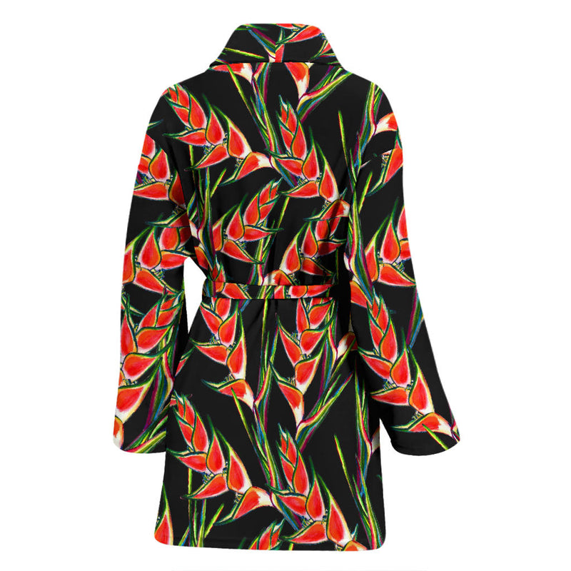 Heliconia Pattern Print Design HL010 Women Bathrobe