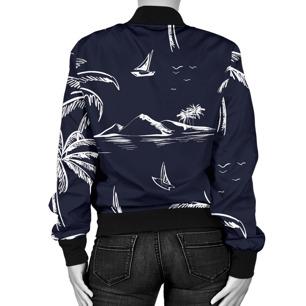 Pacific island Pattern Print Design A02 Women's Bomber Jacket