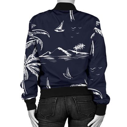 Pacific island Pattern Print Design A02 Women's Bomber Jacket