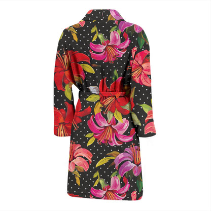Lily Pattern Print Design LY012 Men Bathrobe
