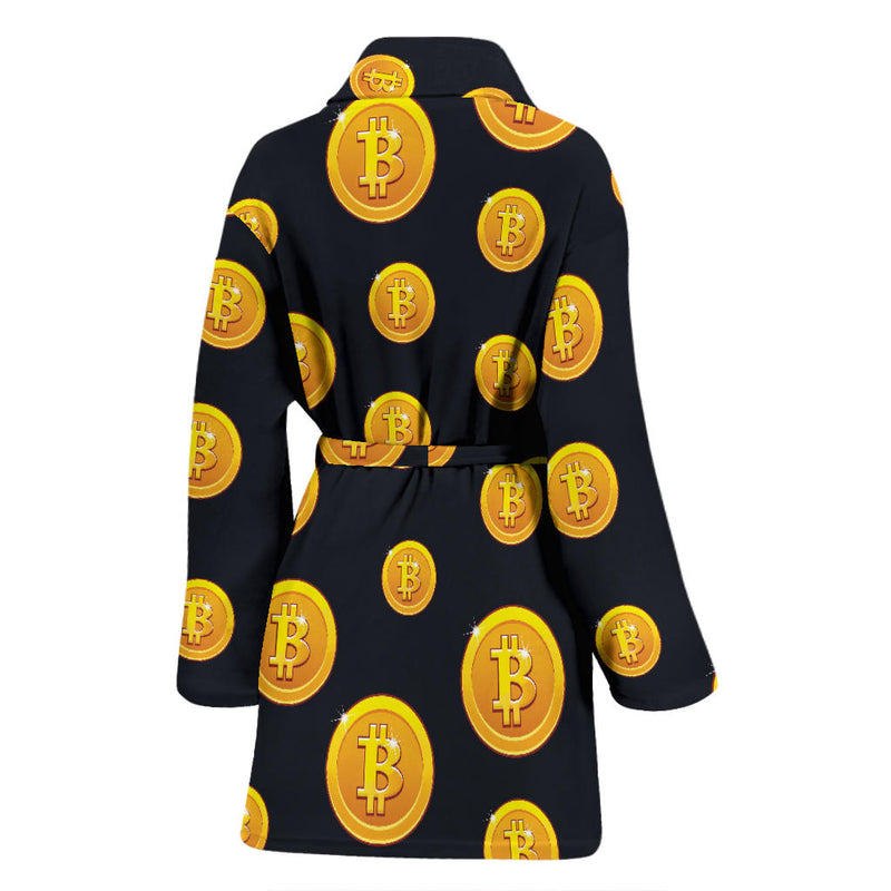 Bitcoin Pattern Print Design DO04 Women Bathrobe