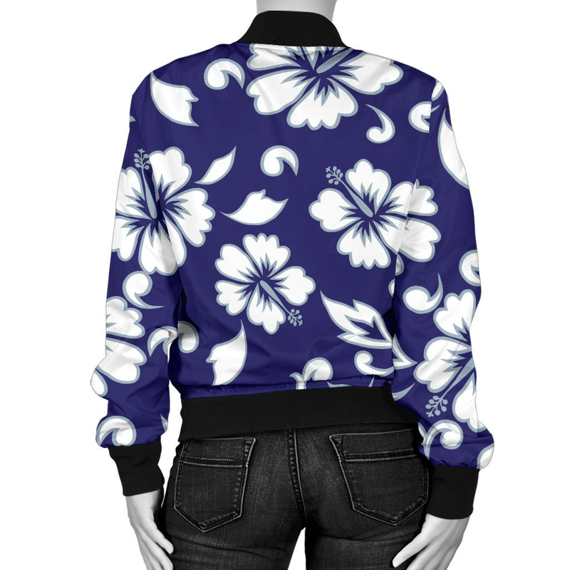 Hibiscus Pattern Print Design HB010 Women Bomber Jacket