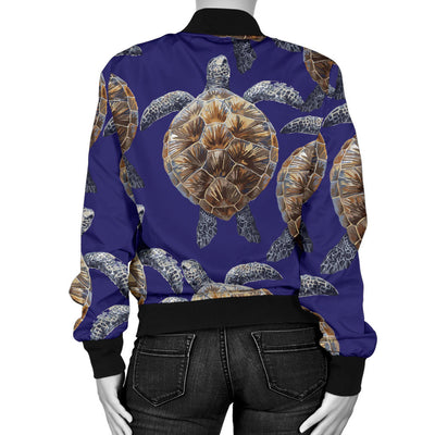 Sea Turtle Pattern Print Design T05 Women Bomber Jacket