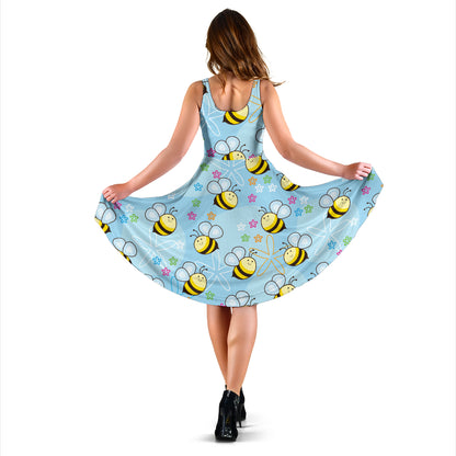 Bee Pattern Print Design BEE03 Midi Dress