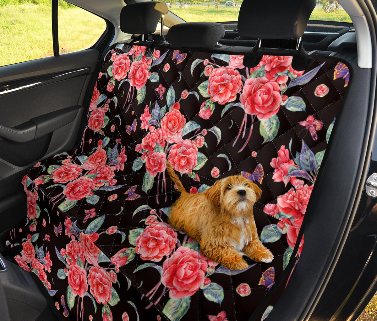 Camellia Pattern Print Design CM03 Rear Dog  Seat Cover