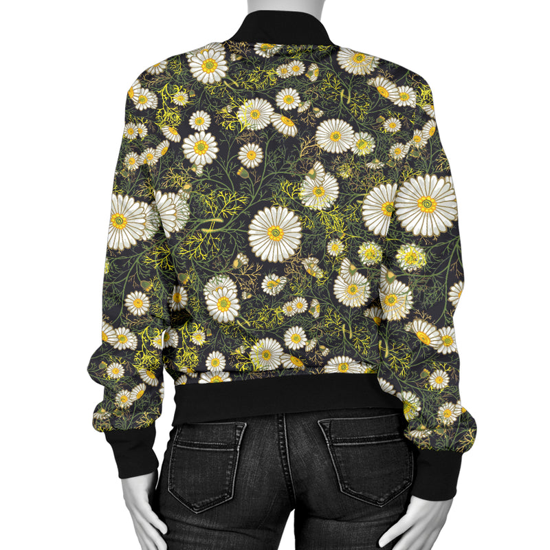 Daisy Pattern Print Design 03 Women's Bomber Jacket