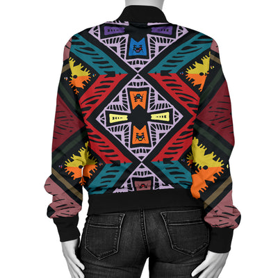 African Pattern Print Design 08 Women's Bomber Jacket