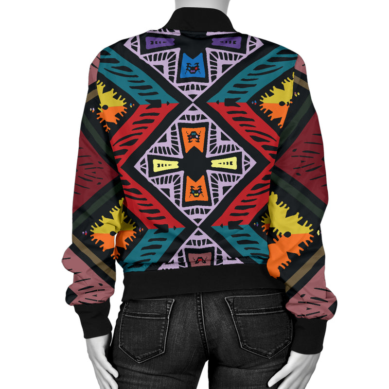 African Pattern Print Design 08 Women's Bomber Jacket