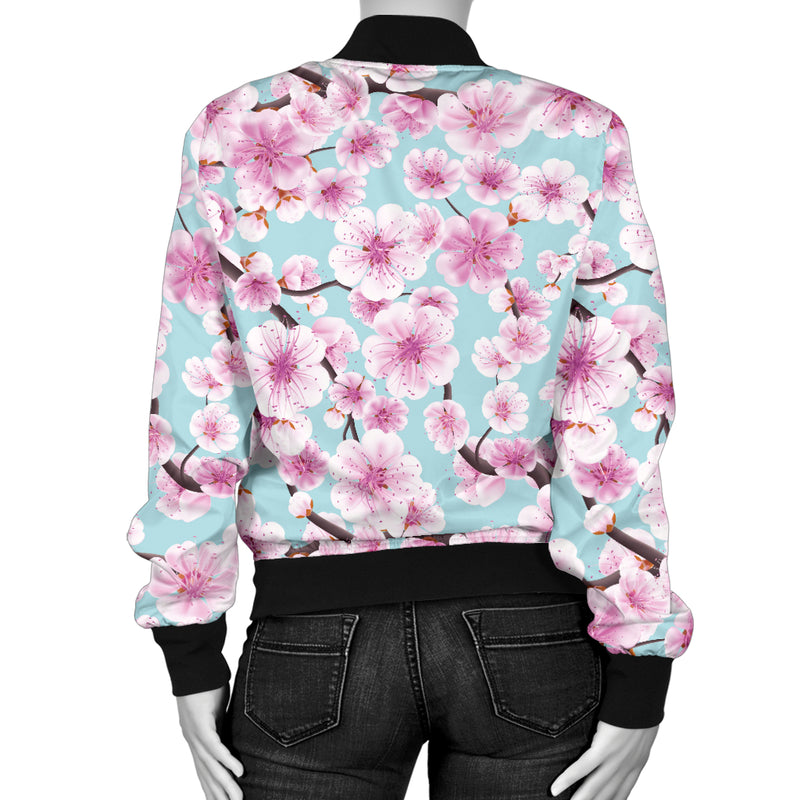 Cherry Blossom Pattern Print Design 01 Women's Bomber Jacket