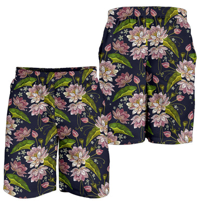 lotus Embroidered Pattern Print Design LO06 Mens Shorts