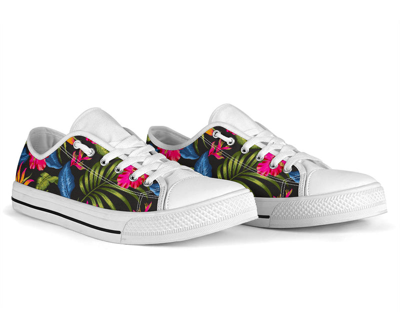 Bird Of Paradise Pattern Print Design BOP014 White Bottom Low Top Shoes