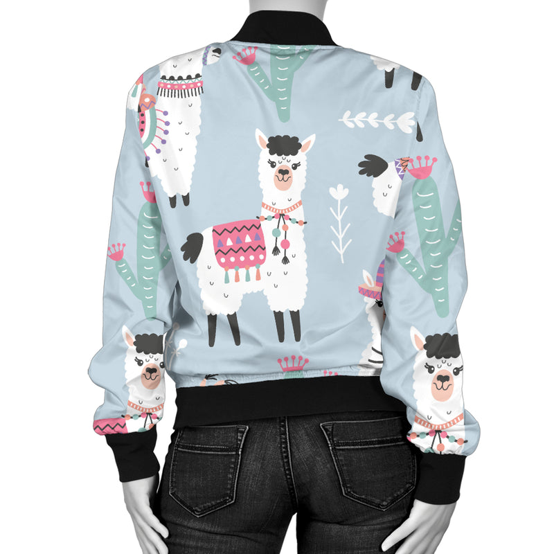 Llama Pattern Print Design 04 Women's Bomber Jacket