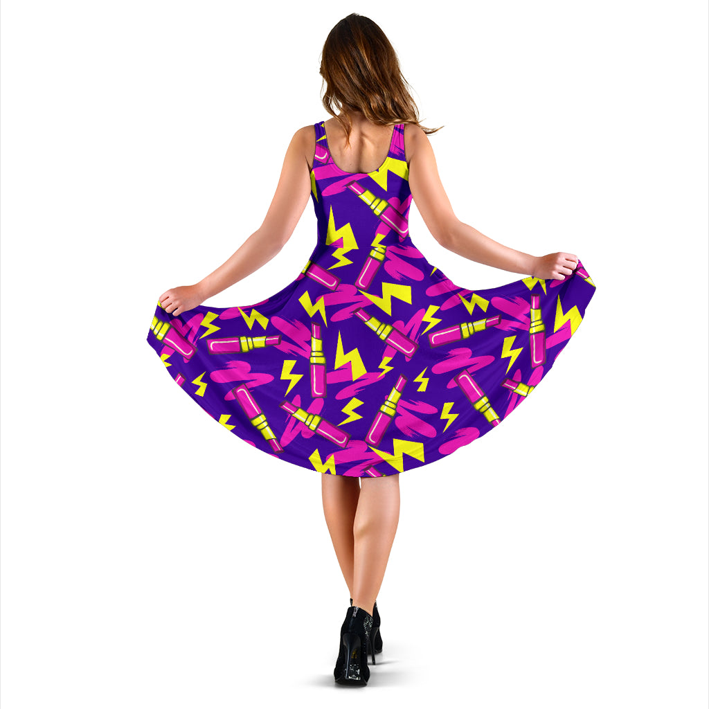 Lipstick Pattern Print Design LT04 Midi Dress