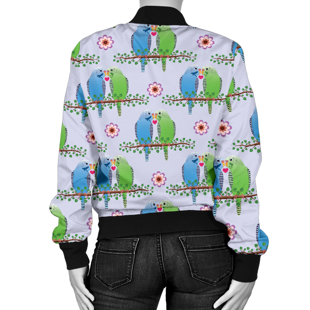 Budgerigar Pattern Print Design 05 Women's Bomber Jacket