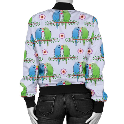 Budgerigar Pattern Print Design 05 Women's Bomber Jacket
