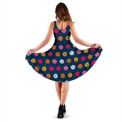 Gerberas Pattern Print Design GB06 Midi Dress