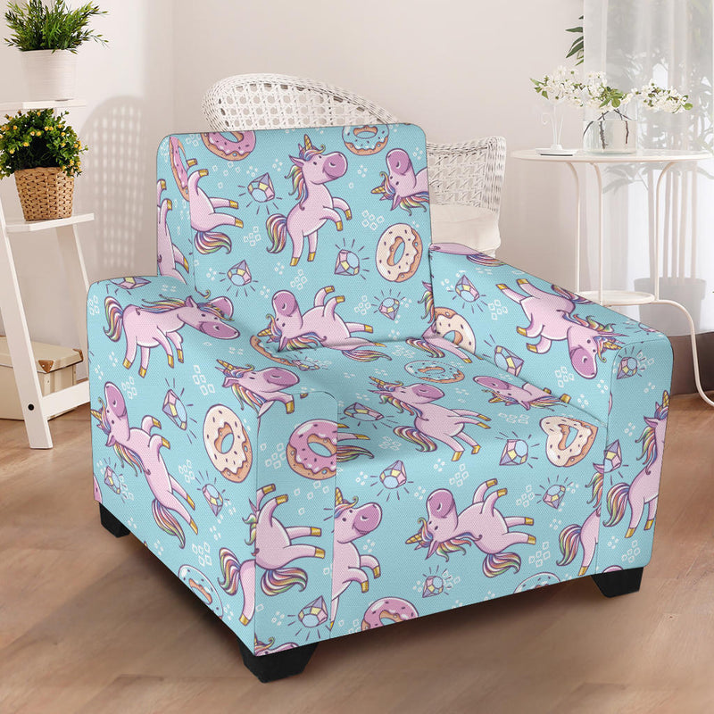 Donut Unicorn Pattern Print Design DN016 Armchair Slipcover