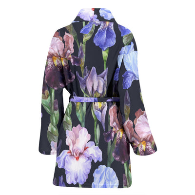 Iris Pattern Print Design IR04 Women Bathrobe