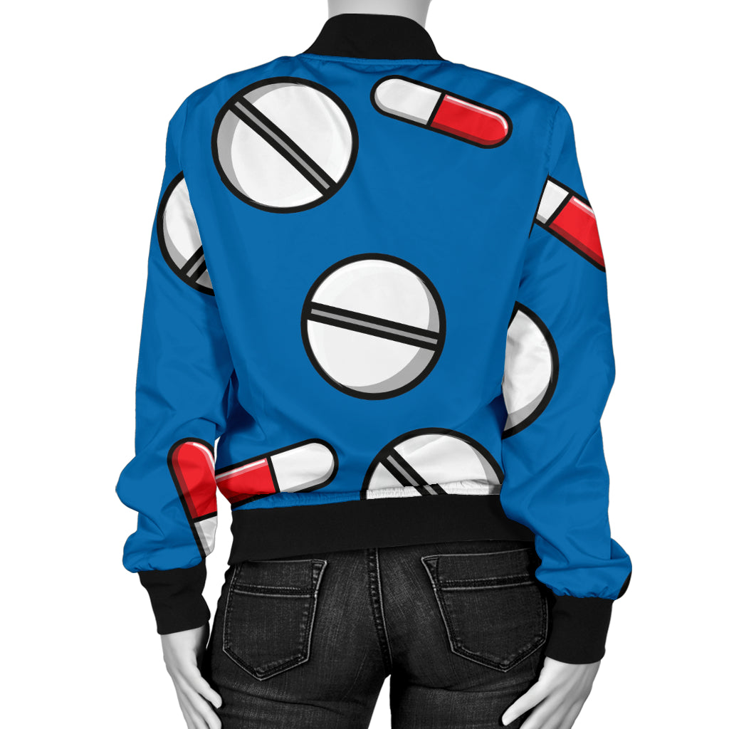 Pill Pattern Print Design A05 Women's Bomber Jacket