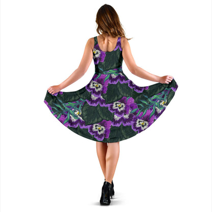 Pansy Pattern Print Design PS07 Midi Dress