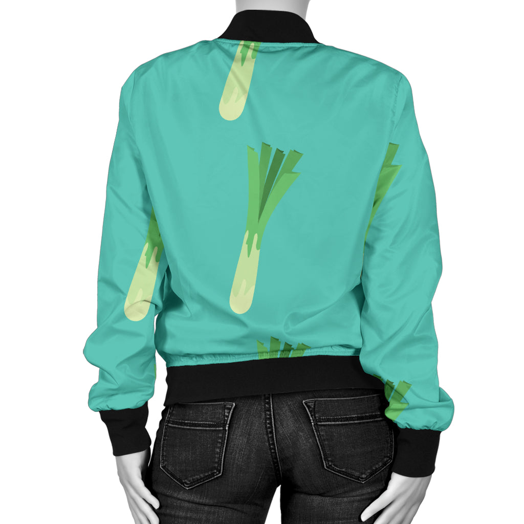 Leek Pattern Print Design 01 Women's Bomber Jacket