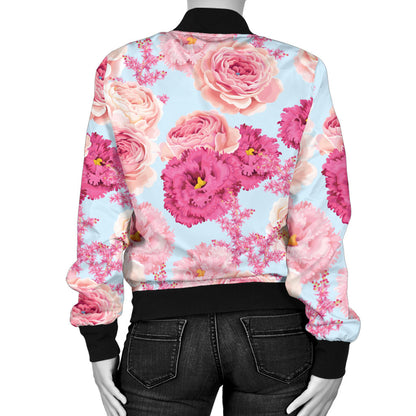 Lisianthus Pattern Print Design LT05 Women Bomber Jacket