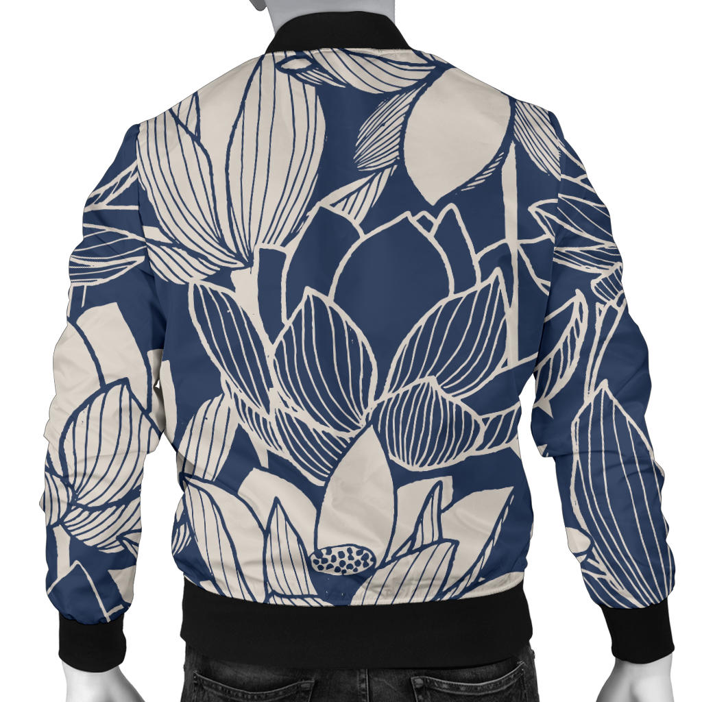 Water Lily Pattern Print Design WL04 Men Bomber Jacket