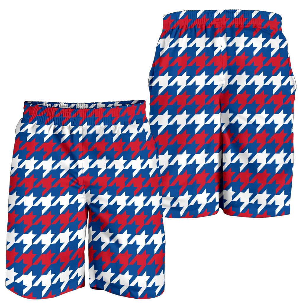 Patriotic Houndstooth Pattern Print Design A02 Mens Shorts