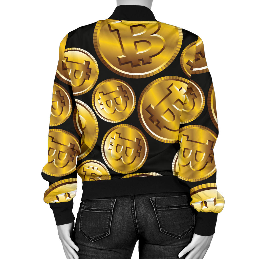 Bitcoin Pattern Print Design DO05 Women Bomber Jacket
