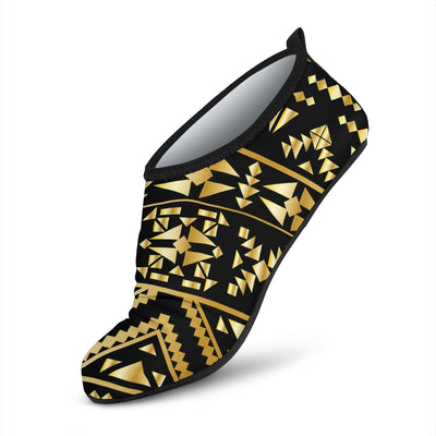 Gold Aztec Tribal Aqua Water Shoes