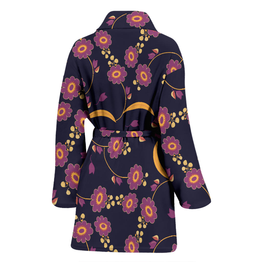 Anemone Pattern Print Design AM012 Women Bathrobe