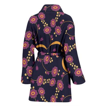 Anemone Pattern Print Design AM012 Women Bathrobe