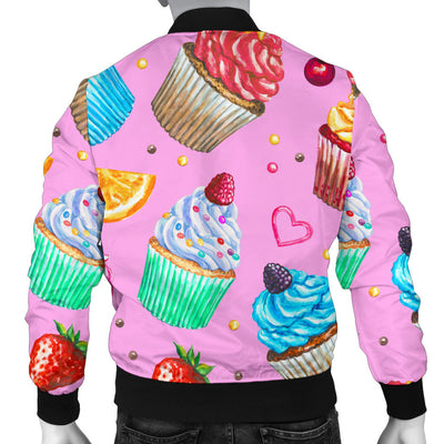 Cupcake Pattern Print Design CP05 Men Bomber Jacket