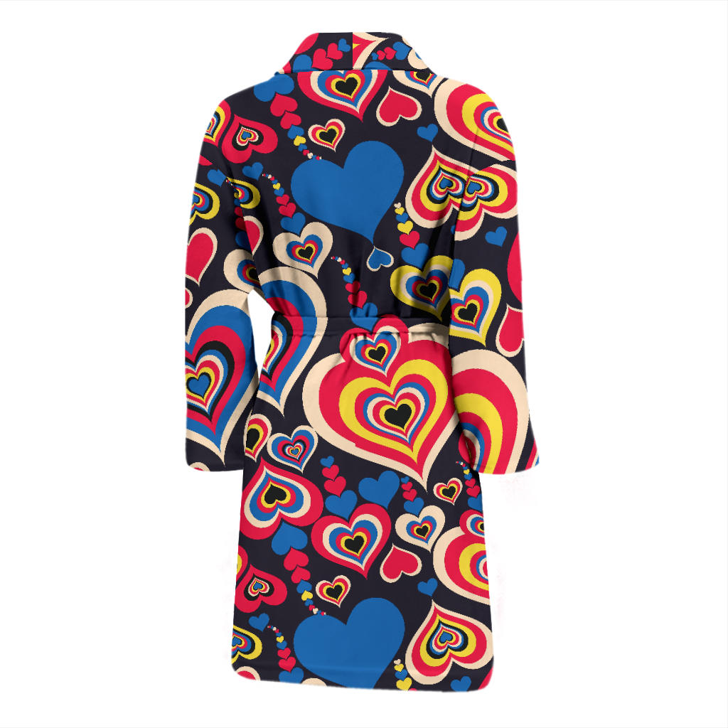 Heart Pattern Print Design HE08 Men Bathrobe
