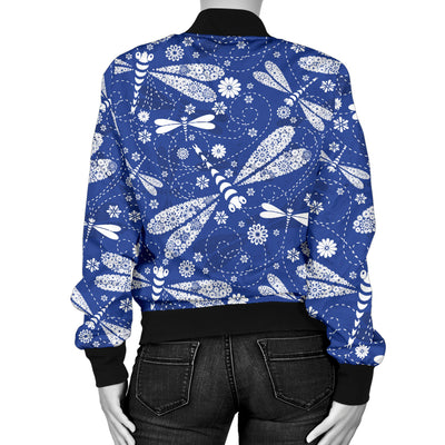 Dragonfly Pattern Print Design 03 Women's Bomber Jacket