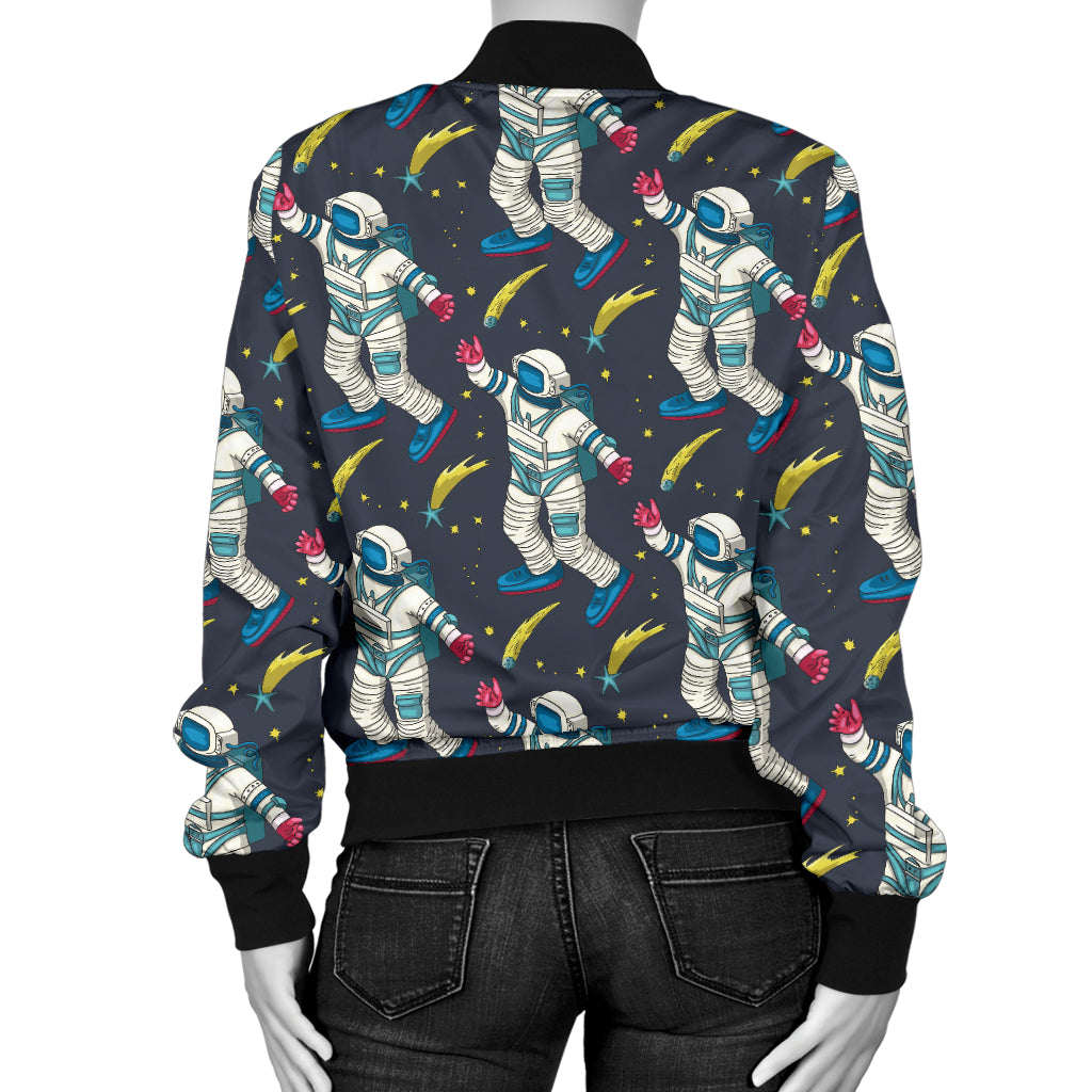 Astronaut Pattern Print Design 04 Women's Bomber Jacket