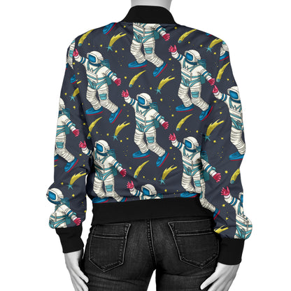 Astronaut Pattern Print Design 04 Women's Bomber Jacket