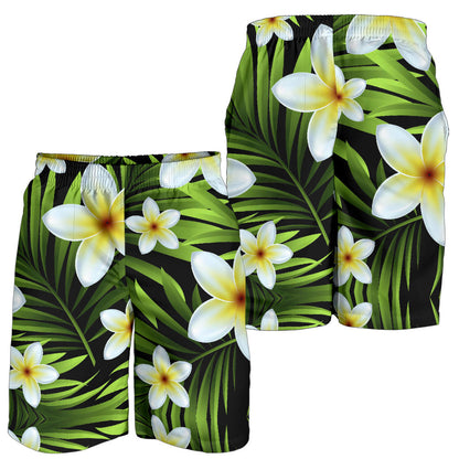 White Plumeria Pattern Print Design PM06 Mens Shorts