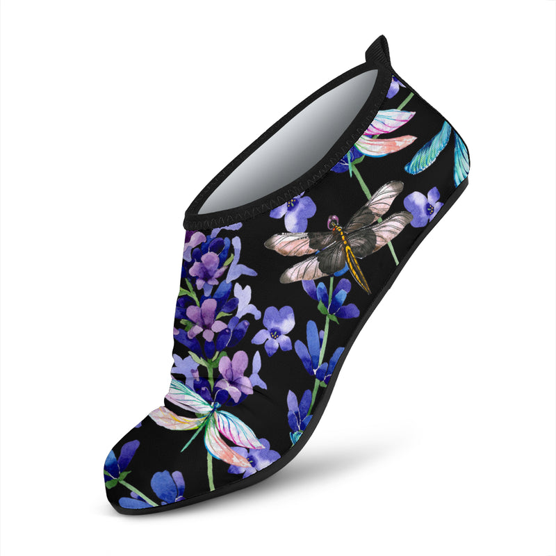 Lavender Dragonfly Pattern Print Design LV03 Aqua Water Shoes