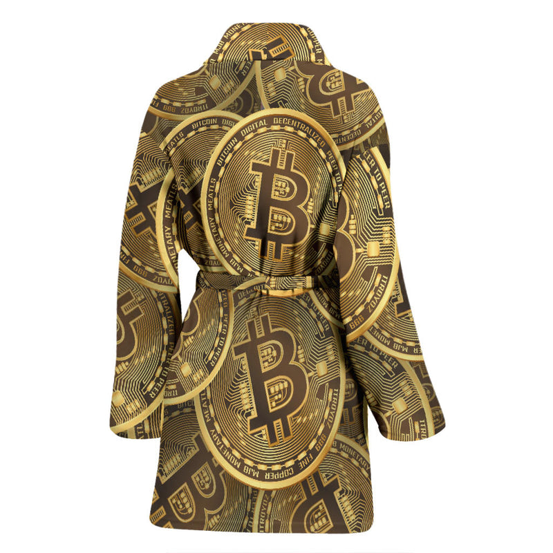 Bitcoin Pattern Print Design DO01 Women Bathrobe